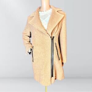 Calvin Klein Asymmetrical Zip Caramel Camel Wool Coat
